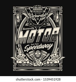 Motorcycle typography, tee shirt graphics, vectors