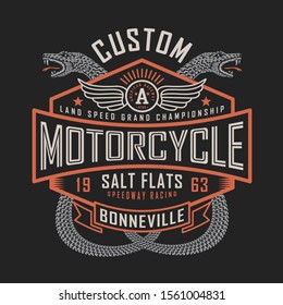 Motorcycle typography, tee shirt graphics, vectors