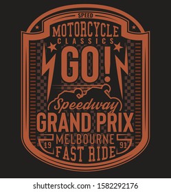  motorcycle typography, tee shirt graphics, vectors. badge