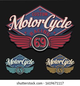 Motorcycle typography, tee shirt graphics, vectors