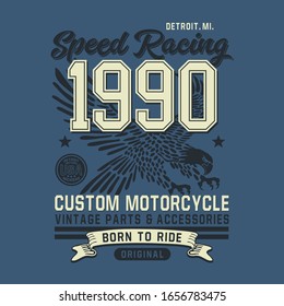 Motorradtypografie, T-Shirt-Grafik, Vektorillustrationen
