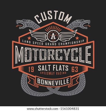 Motorcycle typography, tee shirt graphics, vectors