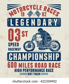 Motorcycle typography, t-shirt graphic, vectors.