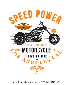 Motorcycle typography, t-shirt graphics, vectors - Vektör