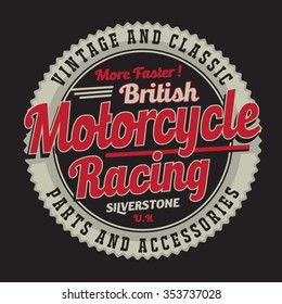 motorcycle typography, t-shirt graphics, vectors