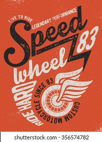 Motorcycle typography, t-shirt graphics, vectors

