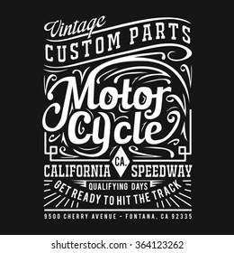 Motorcycle typography, t-shirt graphics, vectors