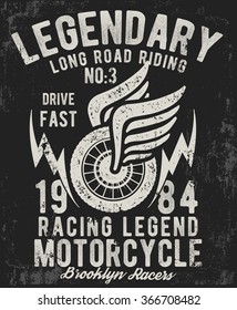 Motorcycle typography, t-shirt graphics, vectors