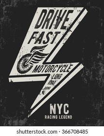 Motorcycle typography, t-shirt graphics, vectors