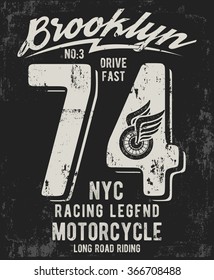 Motorcycle typography, t-shirt graphics, vectors