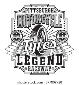 Motorcycle typography, t-shirt graphics, vectors