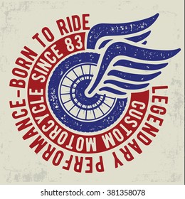 Motorcycle typography, t-shirt graphics, vectors