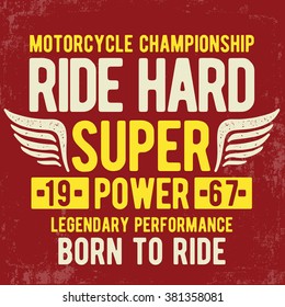 Motorcycle typography, t-shirt graphics, vectors