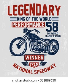 Motorcycle typography, t-shirt graphics, vectors.