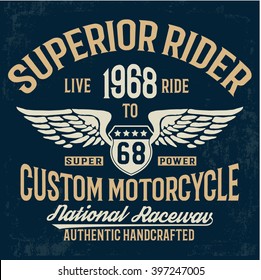 Motorcycle typography, t-shirt graphics, vectors.