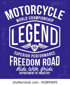 Motorcycle typography, t-shirt graphics, vectors.
