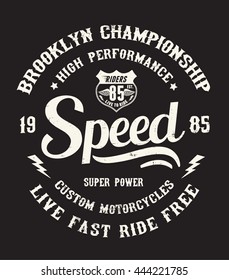 Motorcycle typography, t-shirt graphics, vectors.