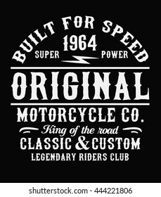 Motorcycle typography, t-shirt graphics, vectors.