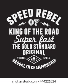 Motorcycle typography, t-shirt graphics, vectors.