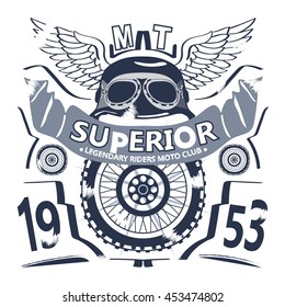Motorcycle typography, t-shirt graphics, vectors.