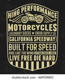 Motorcycle typography, t-shirt graphics, vectors.