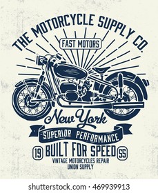 Motorcycle typography, t-shirt graphics, vectors.