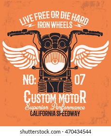 Motorcycle typography, t-shirt graphics, vectors.