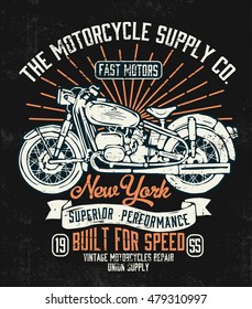 Motorcycle typography, t-shirt graphics, vectors.