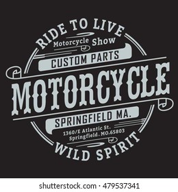 Motorcycle typography, t-shirt graphics, vectors