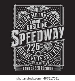 Motorcycle typography, t-shirt graphics, vectors