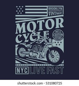 Motorcycle typography, t-shirt graphics, vectors
