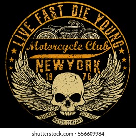 Motorcycle typography, t-shirt graphics, vectors