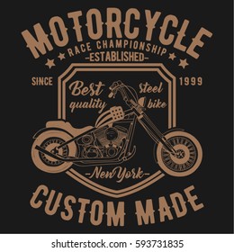 motorcycle typography, t-shirt graphics, vectors.