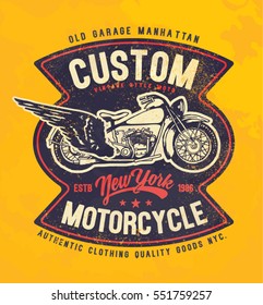 motorcycle. typography t-shirt printing.