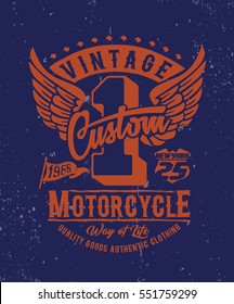 motorcycle. typography t-shirt printing.