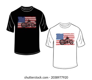 Motorcycle in usa flag vintage style t shirt design Vector