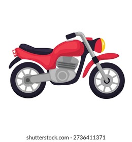 Motorcycle vector art, motorcycle icon, motorcycle clip art, motorbike icon vector, side view of a red vintage motorcycle, isolated on white background