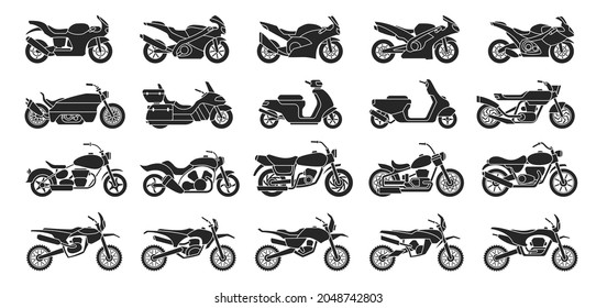 Motorcycle vector black set icon. Vector illustration motorbike on white background. Isolated black set icon motorcycle.