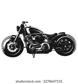 motorcycle vector black and white line art