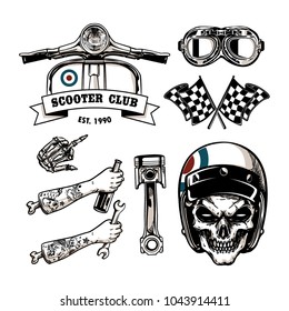 Motorcycle vector elements set in vintage style