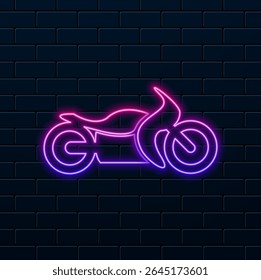 Motorcycle vector icon. neon style. Motorcycle icon set..