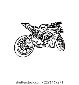 Motorcycle vector illustration, Motorcycle coloring page for book and drawing, Line art motorcycle