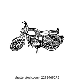 Motorcycle vector illustration, Motorcycle coloring page for book and drawing, Line art motorcycle