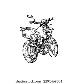 Motorcycle vector illustration, Motorcycle coloring page for book and drawing, Line art motorcycle