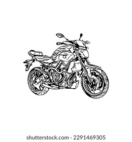 Motorcycle vector illustration, Motorcycle coloring page for book and drawing, Line art motorcycle