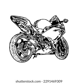 Motorcycle vector illustration, Motorcycle coloring page for book and drawing, Line art motorcycle