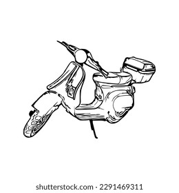 Ilustración de los vectores de motocicletas, página de coloreado de motocicletas para libros y dibujos, motocicleta de arte de línea