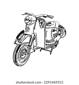 Ilustración de los vectores de motocicletas, página de coloreado de motocicletas para libros y dibujos, motocicleta de arte de línea