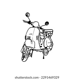 Motorcycle vector illustration, Motorcycle coloring page for book and drawing, Line art motorcycle