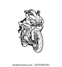 Motorcycle vector illustration, Motorcycle coloring page for book and drawing, Line art motorcycle